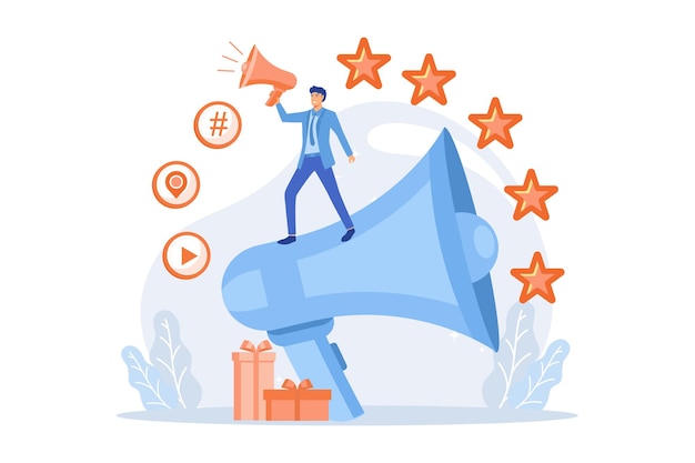 Attrazione clienti, promozione aziendale, pubblicità sui social media. Regalo per Mi piace, mossa di marketing,