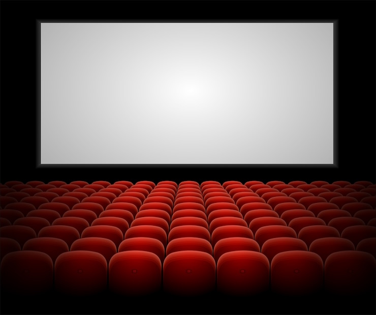 Vettore auditorium del cinema con sedili rossi