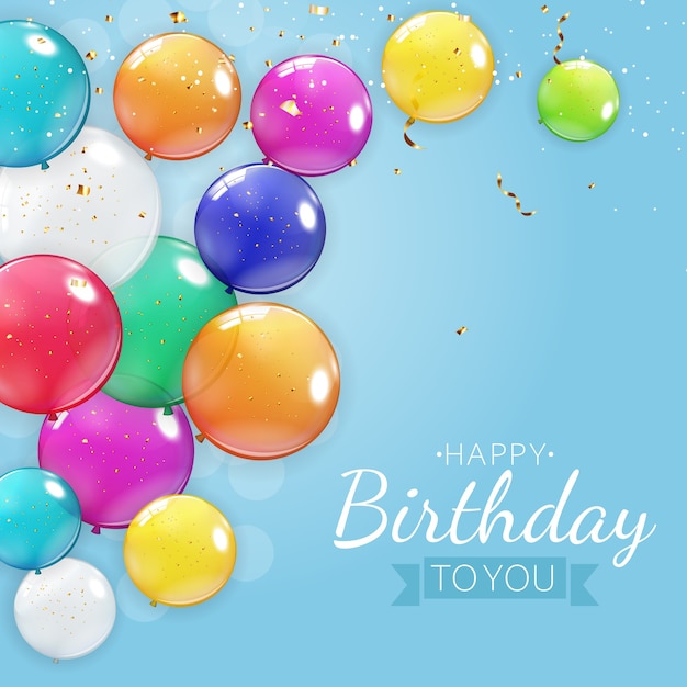 auguri di buon compleanno con palloncini colorati.