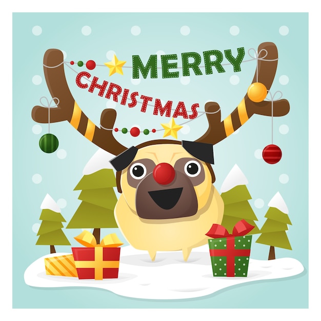 Auguri di buon Natale con cane