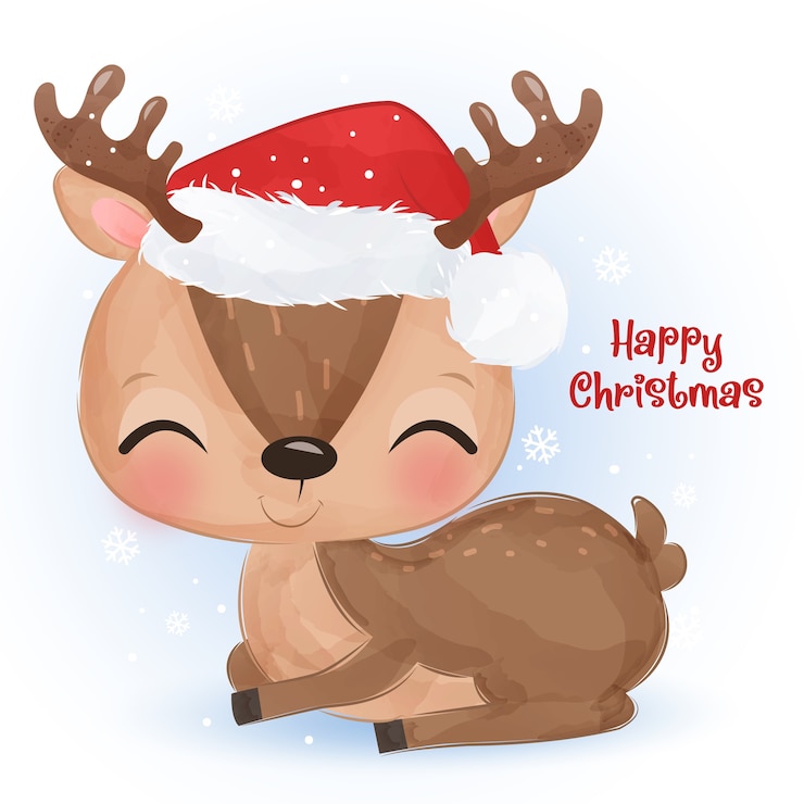 Vettore auguri di natale con simpatici baby renne. illustrazione di natale.