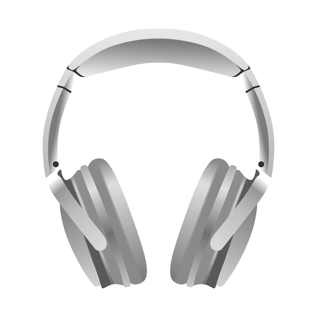 Auricolari overear in argento vettoriale con design elegante isolato