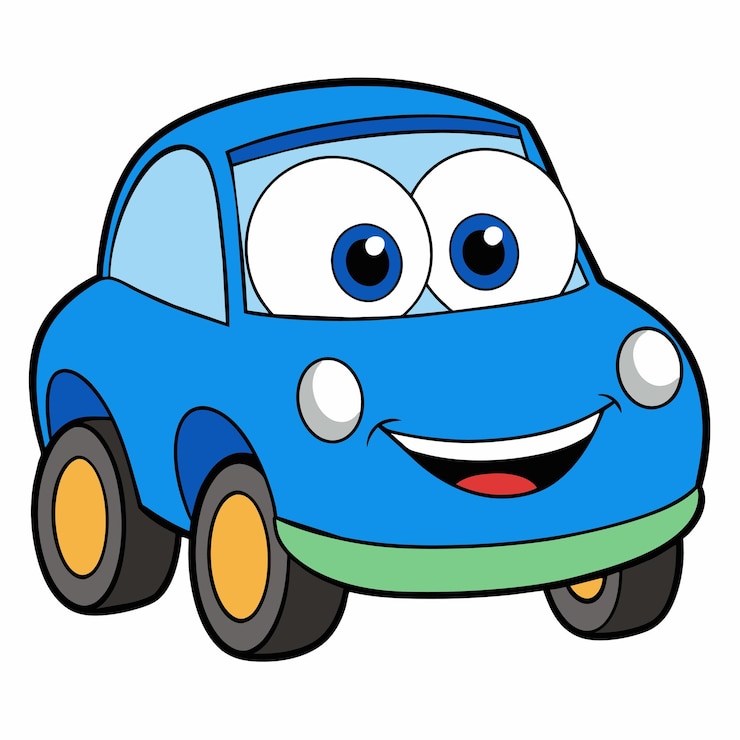 Vettore auto blu emoticon auto divertente faccia carattere sorrisi icone illustrazione vettoriale