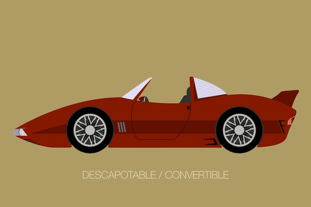 auto convertibile completamente modificabile Vista laterale Design piatto