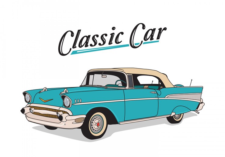 Vettore auto d'epoca disegnata a mano