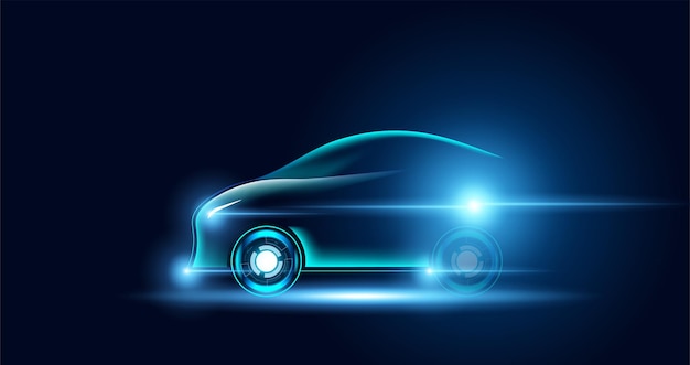 Auto elettriche astratte Nell'illustrazione, le auto elettriche sono alimentate da energia elettrica. Energia futura