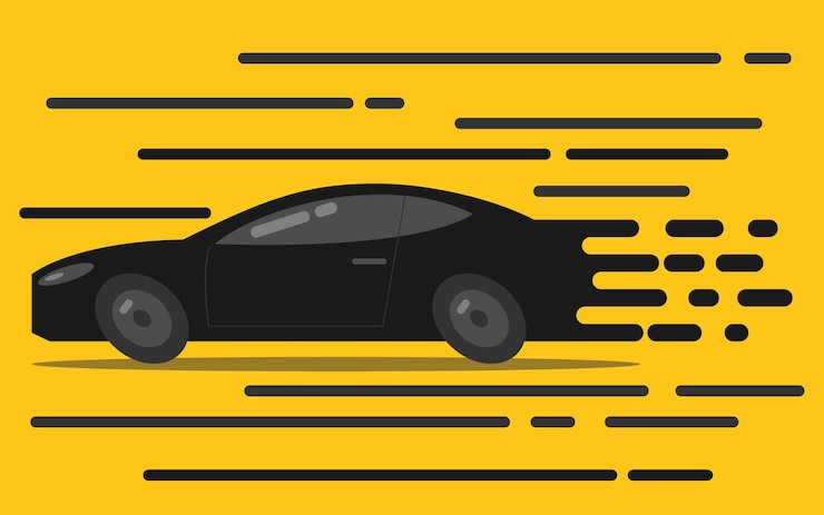 Vettore auto in vista laterale ad alta velocità in design piatto