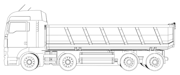 Autocarro con cassone ribaltabile Tracing illustrazione del formato vettoriale EPS 10 3d isolato su bianco