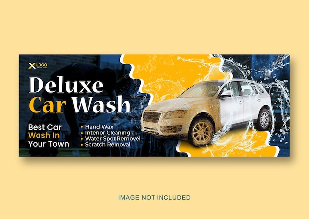 Autolavaggio social media copertina facebook e modello di progettazione banner web servizio di autolavaggio