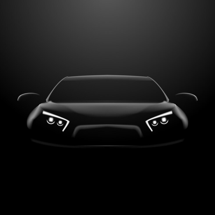 Vettore automobile realistica nella vista frontale scura