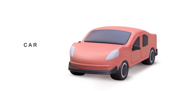 Automobile rossa 3d su fondo bianco