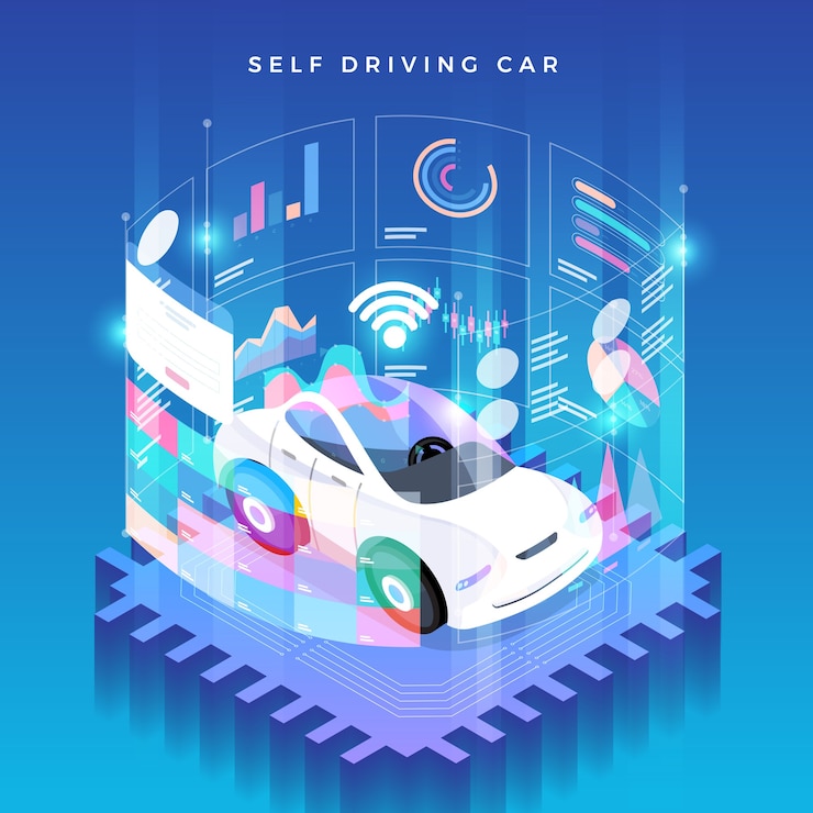 Vettore autonoma guida autonoma sensori automobilistici smart car tecnologia del veicolo senza conducente
