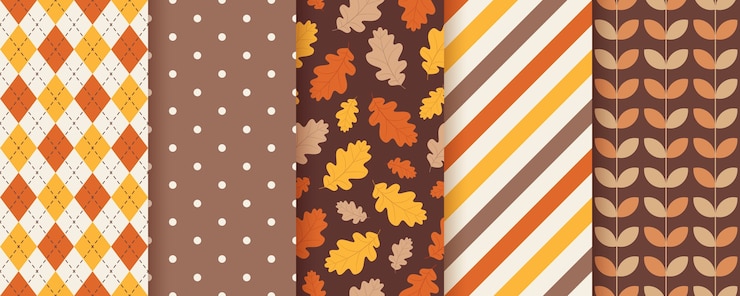 Vettore autumn pattern set texture stagionali.