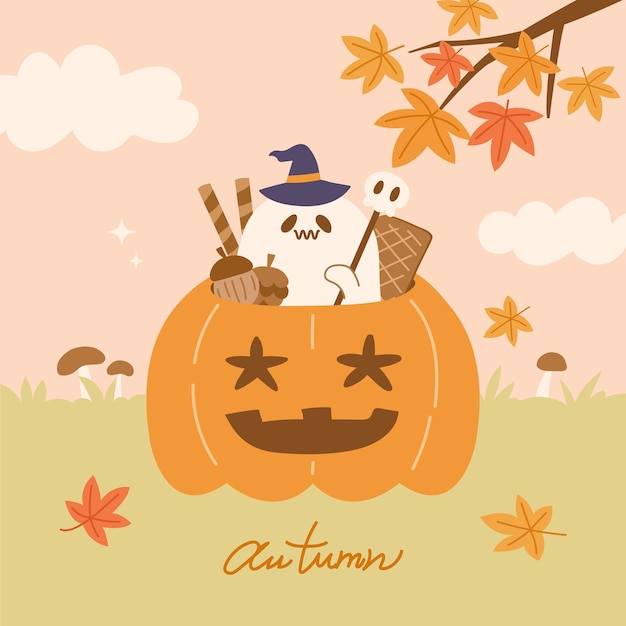 autunno con dessert fantasma di zucca