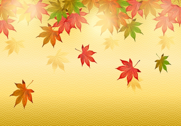 Autunno giapponese su fondo oro