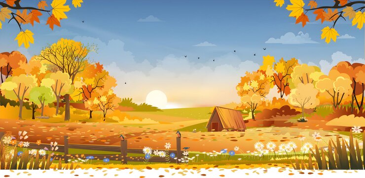 Vettore autunno paesaggio