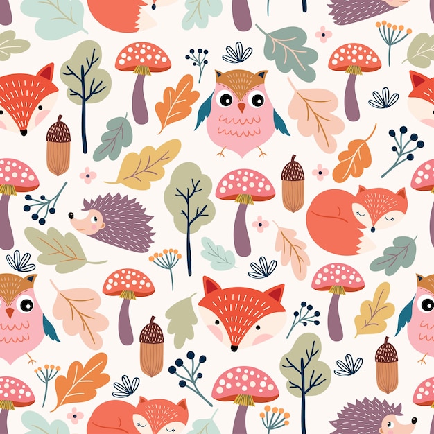 Autunno seamless pattern in mano disegnata