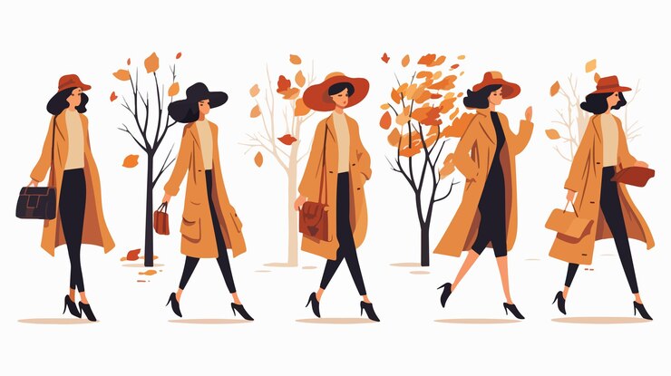 Vettore autunno vintage retro fashion accessori e abbigliamento femminile