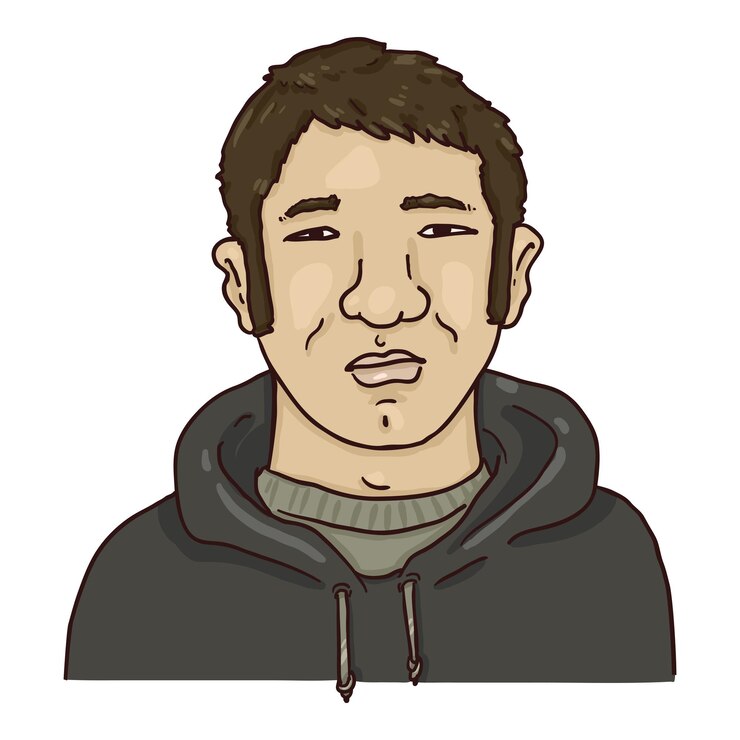 Vettore avatar del fumetto di vettore - uomo asiatico. ritratto di personaggio maschile.