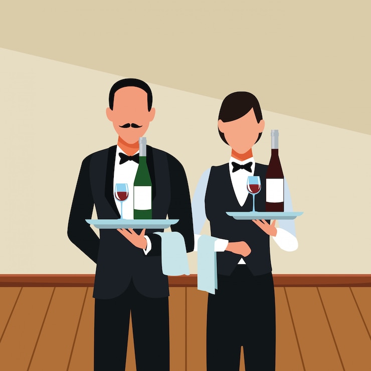 Vettore avatar di camerieri del ristorante