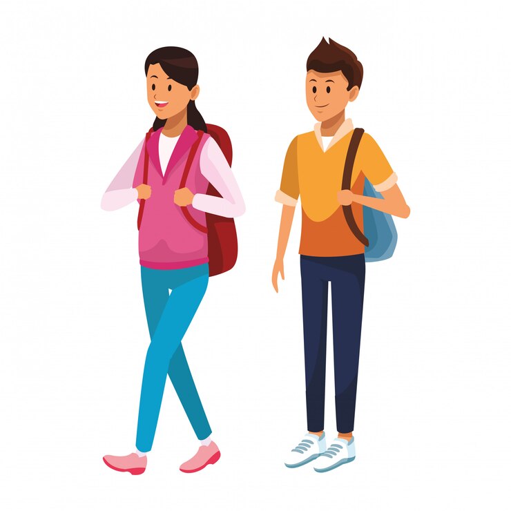 Vettore avatar di coppia di studenti