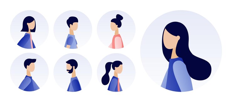 Avatar immagine del profilo icon set Set di ritratti di giovani uomini e donne Moderno stile cartone animato piatto vettore