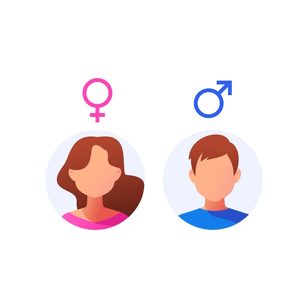 Avatar utente. Volto maschile e femminile