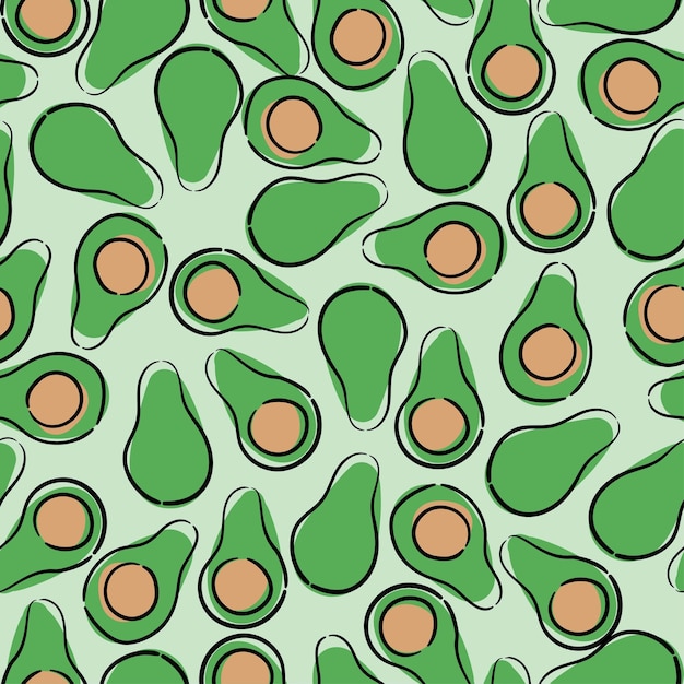 Avocado fresco brillante in uno stile di tratto senza cuciture semplice illustrazione vettoriale