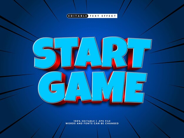 avviare il gioco effetto di testo modificabile nel gioco e stile di testo felice