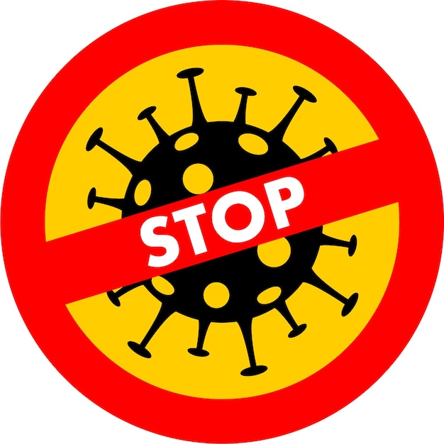 Avviso icona simbolo virus pericoloso nell'illustrazione vettoriale in stile piatto