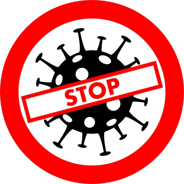 Avviso icona simbolo virus pericoloso nell'illustrazione vettoriale in stile piatto