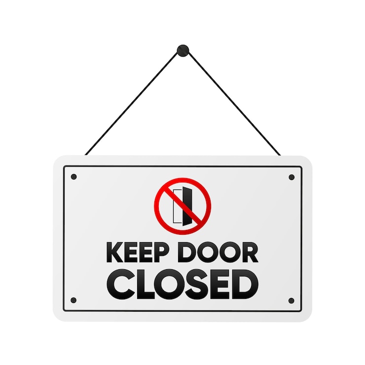 Vettore avviso keep door closed symbol sign segno di affari isolato su sfondo bianco illustrazione vettoriale
