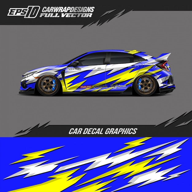 Avvolgere auto sportiva design da corsa astratto
