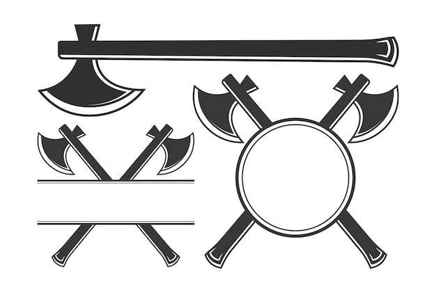 Axe Vector Monogram Axe Silhouette Monogram Strumenti forestali Cortatore di legna Forestiero Hardware Vector