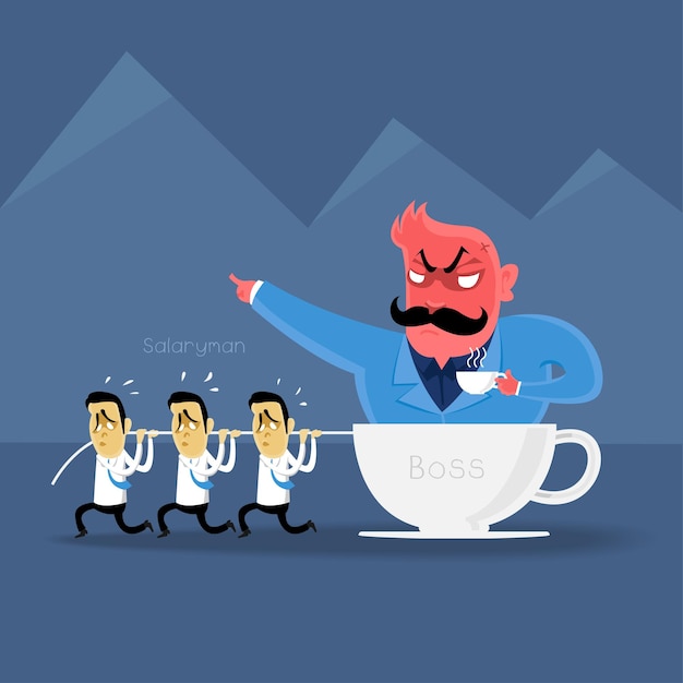 Azione di capo arrabbiato al salaryman in orario lavorativo