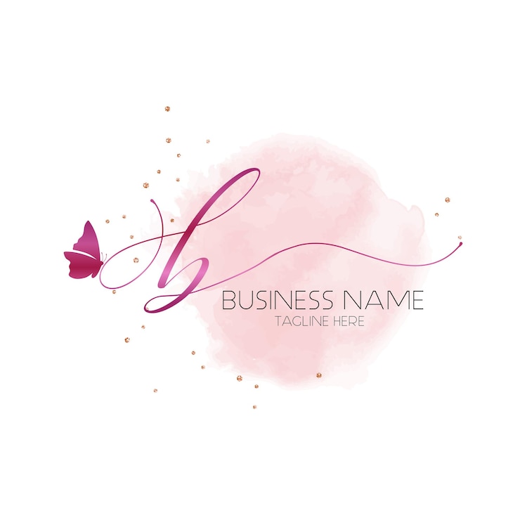 Vettore b disegno logo lettera iniziale, logo filigrana logo, logo rosa, modello logo farfalla