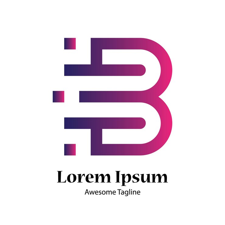 B modello vettoriale del logo a gradiente colorato iniziale