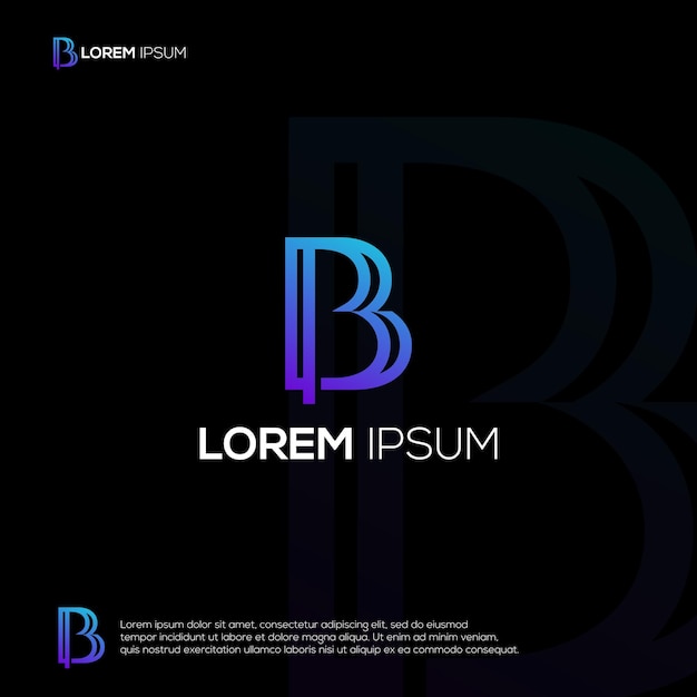 B Monoline Logo Design Vector