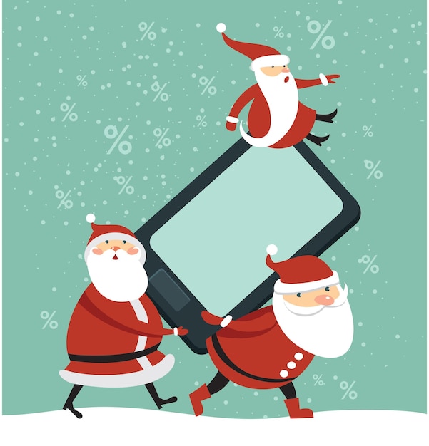 Babbo Natale con enorme smartphone
