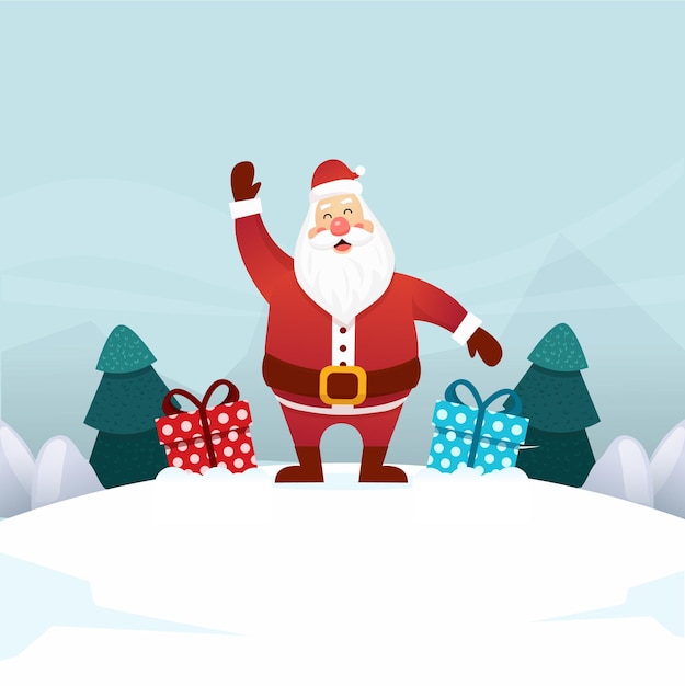 Babbo Natale con scritta Merry Christmas. Concept creativo per il saluto delle vacanze.