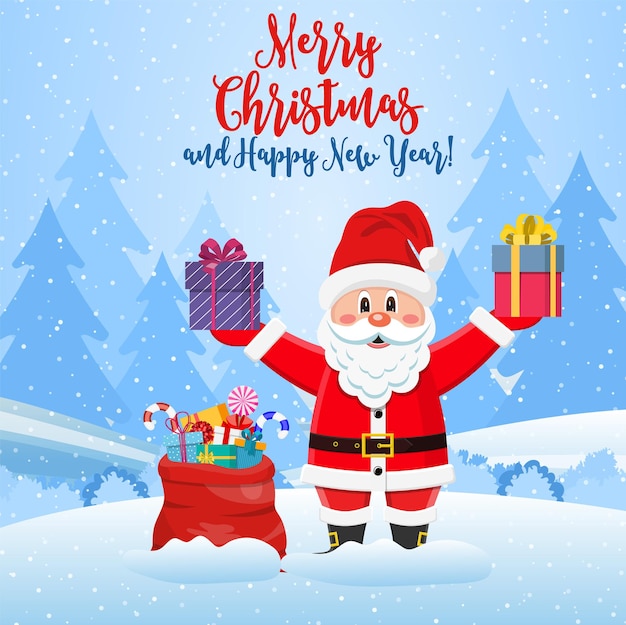 Babbo Natale con una borsa di giocattoli