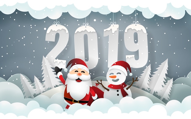 Babbo Natale e pupazzo di neve Buon Natale e felice anno nuovo