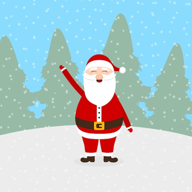 Babbo Natale in piedi nella foresta illustrazione vettoriale vacanza