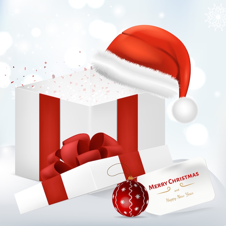 Vettore babbo natale presente per il nuovo anno