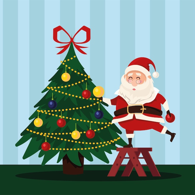 Babbo Natale sta decorando l'albero