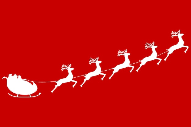 Babbo Natale viaggia su una slitta a stretto contatto con l'illustrazione della renna
