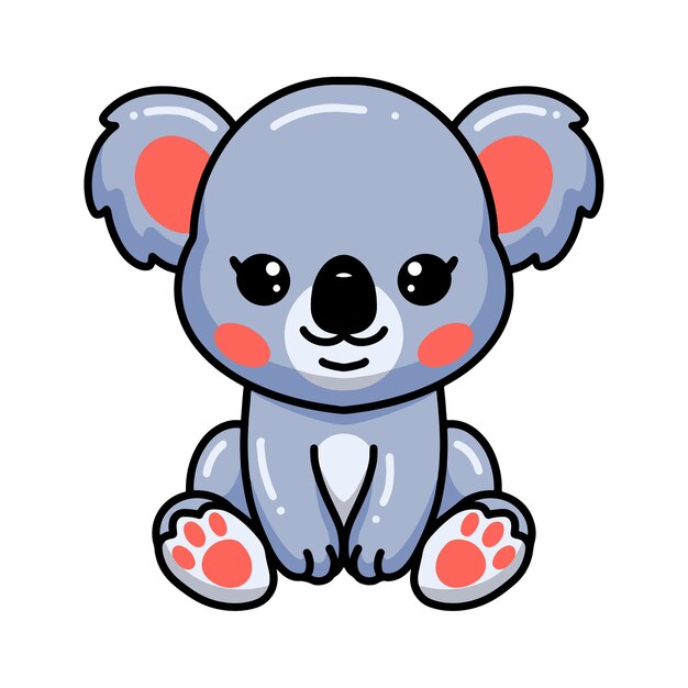 baby koala cartone animato seduto isolato su bianco