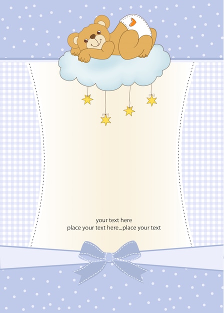 baby shower card con orsacchiotto sonnolento