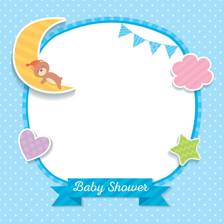 Vettore baby shower modello blu