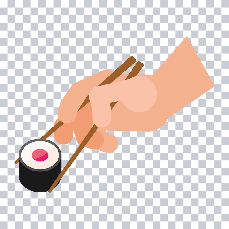 Vettore bacchette e sushi